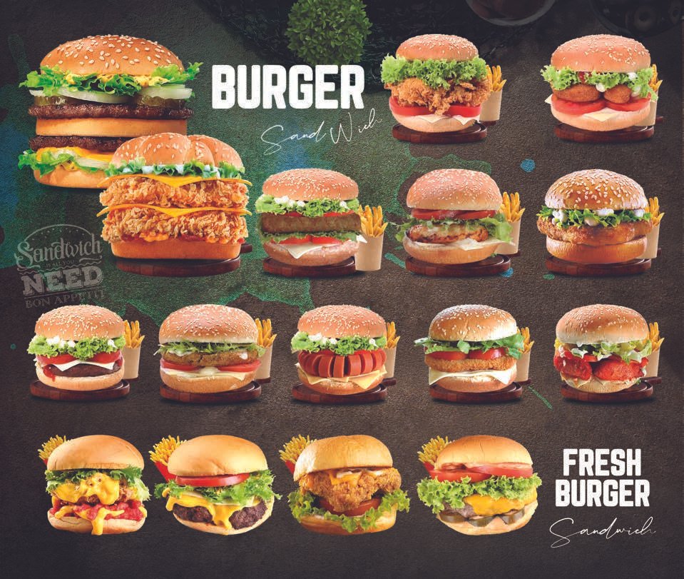 Sip N Chat burger selection